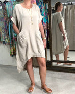 Scoop Beige Linen Dress