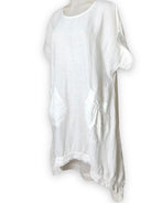 white scoop linen dress