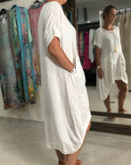 Scoop Linen White Dress