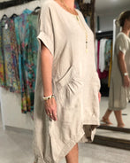 Scoop Beige Linen Dress