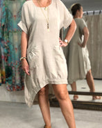 Scoop Beige Linen Dress